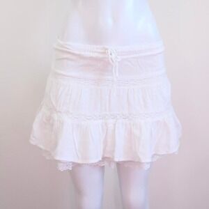 white tiered lace mini skirt ruffle coquette y2k dollette
